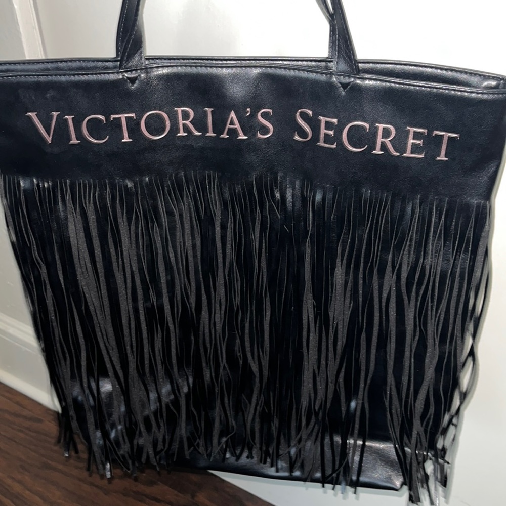 Victoria Secret 💋 black leather tassle tote 👜